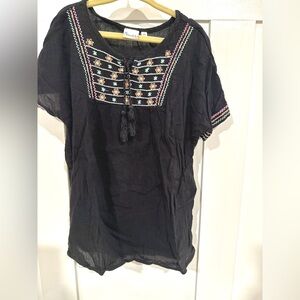 Embroidered Black Girls Top